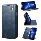 Simple Wax Crazy Horse Texture Horizontal Flip Leather Case with Card Slots & Wallet For iPhone 13 Pro Max(Navy Blue) - 1