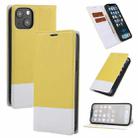 For iPhone 13 mini Cross Texture Magnetic Horizontal Flip Leather Case with Card Slots & Holder & Wallet (Yellow) - 1