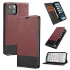 For iPhone 13 mini Cross Texture Magnetic Horizontal Flip Leather Case with Card Slots & Holder & Wallet (Wine Red) - 1