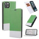 For iPhone 13 Cross Texture Magnetic Horizontal Flip Leather Case with Card Slots & Holder & Wallet(Green) - 1