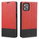 For iPhone 12 mini Cross Texture Magnetic Horizontal Flip Leather Case with Card Slots & Holder & Wallet (Red) - 1