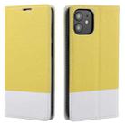 For iPhone 12 / 12 Pro Cross Texture Magnetic Horizontal Flip Leather Case with Card Slots & Holder & Wallet(Yellow) - 1