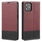 For iPhone 12 / 12 Pro Cross Texture Magnetic Horizontal Flip Leather Case with Card Slots & Holder & Wallet(Wine Red) - 1