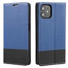 For iPhone 12 / 12 Pro Cross Texture Magnetic Horizontal Flip Leather Case with Card Slots & Holder & Wallet(Blue) - 1