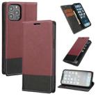 For iPhone 12 Pro Max Cross Texture Magnetic Horizontal Flip Leather Case with Card Slots & Holder & Wallet(Wine Red) - 1