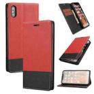 For iPhone X / XS Cross Texture Magnetic Horizontal Flip Leather Case with Card Slots & Holder & Wallet(Red) - 1