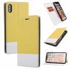 For iPhone X / XS Cross Texture Magnetic Horizontal Flip Leather Case with Card Slots & Holder & Wallet(Yellow) - 1