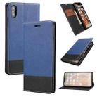 For iPhone X / XS Cross Texture Magnetic Horizontal Flip Leather Case with Card Slots & Holder & Wallet(Blue) - 1