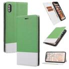 For iPhone X / XS Cross Texture Magnetic Horizontal Flip Leather Case with Card Slots & Holder & Wallet(Green) - 1