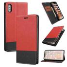 For iPhone XS Max Cross Texture Magnetic Horizontal Flip Leather Case with Card Slots & Holder & Wallet(Red) - 1