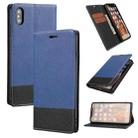 For iPhone XS Max Cross Texture Magnetic Horizontal Flip Leather Case with Card Slots & Holder & Wallet(Blue) - 1