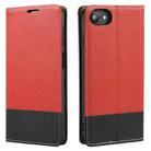 For iPhone SE 2022 / SE 2020 / 8 / 7 Cross Texture Magnetic Horizontal Flip Leather Case with Card Slots & Holder & Wallet(Red) - 1