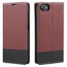 For iPhone SE 2022 / SE 2020 / 8 / 7 Cross Texture Magnetic Horizontal Flip Leather Case with Card Slots & Holder & Wallet(Wine Red) - 1