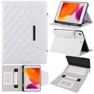 Checkered Pattern Horizontal Flip Leather Case with Holder & Card Slots & Hand Strap For iPad mini 5 / 4(White) - 1