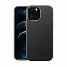 For iPhone 13 mini Electroplating Leather Texture PC + TPU Shockproof Case (Black) - 1