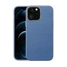 For iPhone 13 Electroplating Leather Texture PC + TPU Shockproof Case(Sapphire Blue) - 1