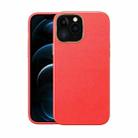 Electroplating Leather Texture PC + TPU Shockproof Case For iPhone 13(Red) - 1