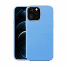 Electroplating Leather Texture PC + TPU Shockproof Case For iPhone 13 Pro(Light Blue) - 1