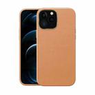 Electroplating Leather Texture PC + TPU Shockproof Case For iPhone 13 Pro Max(Yellow Brown) - 1