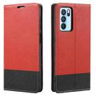 For OPPO A74 5G Cross Texture Magnetic Horizontal Flip Leather Case with Card Slots & Holder & Wallet(Red) - 1