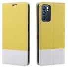 For OPPO Reno6 5G Cross Texture Magnetic Horizontal Flip Leather Case with Card Slots & Holder & Wallet(Yellow) - 1