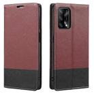 For OPPO A74 Cross Texture Magnetic Horizontal Flip Leather Case with Card Slots & Holder & Wallet(Wine Red) - 1