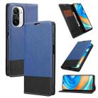 For Xiaomi Redmi K40 Cross Texture Magnetic Horizontal Flip Leather Case with Card Slots & Holder & Wallet(Blue) - 1