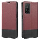 For Xiaomi Mi 10T 5G Cross Texture Magnetic Horizontal Flip Leather Case with Card Slots & Holder & Wallet(Wine Red) - 1