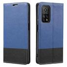 For Xiaomi Mi 10T 5G Cross Texture Magnetic Horizontal Flip Leather Case with Card Slots & Holder & Wallet(Blue) - 1