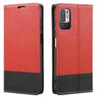 For Xiaomi Redmi Note 10 5G Cross Texture Magnetic Horizontal Flip Leather Case with Card Slots & Holder & Wallet(Red) - 1
