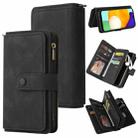 For Samsung Galaxy A03s Skin Feel PU + TPU Horizontal Flip Leather Case with Holder & 15 Cards Slot & Wallet & Zipper Pocket & Lanyard(Black) - 1