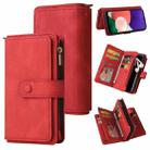 For Samsung Galaxy A22 5G Skin Feel PU + TPU Horizontal Flip Leather Case with Holder & 15 Cards Slot & Wallet & Zipper Pocket & Lanyard(Red) - 1