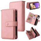 For Samsung Galaxy A32 4G Skin Feel PU + TPU Horizontal Flip Leather Case with Holder & 15 Cards Slot & Wallet & Zipper Pocket & Lanyard(Pink) - 1