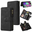 For Samsung Galaxy A40 Skin Feel PU + TPU Horizontal Flip Leather Case with Holder & 15 Cards Slot & Wallet & Zipper Pocket & Lanyard(Black) - 1