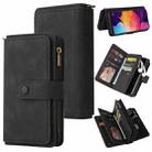For Samsung Galaxy A50 Skin Feel PU + TPU Horizontal Flip Leather Case with Holder & 15 Cards Slot & Wallet & Zipper Pocket & Lanyard(Black) - 1