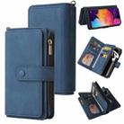 For Samsung Galaxy A50 Skin Feel PU + TPU Horizontal Flip Leather Case with Holder & 15 Cards Slot & Wallet & Zipper Pocket & Lanyard(Blue) - 1