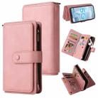 For Samsung Galaxy A51 4G Skin Feel PU + TPU Horizontal Flip Leather Case with Holder & 15 Cards Slot & Wallet & Zipper Pocket & Lanyard(Pink) - 1