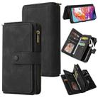 For Samsung Galaxy A70 Skin Feel PU + TPU Horizontal Flip Leather Case with Holder & 15 Cards Slot & Wallet & Zipper Pocket & Lanyard(Black) - 1