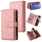 For Samsung Galaxy Note20 Skin Feel PU + TPU Horizontal Flip Leather Case with Holder & 15 Cards Slot & Wallet & Zipper Pocket & Lanyard(Pink) - 1