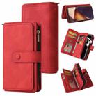For Samsung Galaxy Note20 Ultra Skin Feel PU + TPU Horizontal Flip Leather Case with Holder & 15 Cards Slot & Wallet & Zipper Pocket & Lanyard(Red) - 1