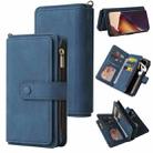 For Samsung Galaxy Note20 Ultra Skin Feel PU + TPU Horizontal Flip Leather Case with Holder & 15 Cards Slot & Wallet & Zipper Pocket & Lanyard(Blue) - 1