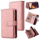 For Samsung Galaxy Note20 Ultra Skin Feel PU + TPU Horizontal Flip Leather Case with Holder & 15 Cards Slot & Wallet & Zipper Pocket & Lanyard(Pink) - 1