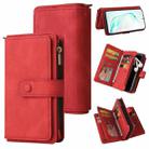 For Samsung Galaxy Note10+ Skin Feel PU + TPU Horizontal Flip Leather Case with Holder & 15 Cards Slot & Wallet & Zipper Pocket & Lanyard(Red) - 1