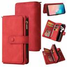 For Samsung Galaxy S10 Skin Feel PU + TPU Horizontal Flip Leather Case with Holder & 15 Cards Slot & Wallet & Zipper Pocket & Lanyard(Red) - 1