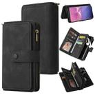 For Samsung Galaxy S10+ Skin Feel PU + TPU Horizontal Flip Leather Case with Holder & 15 Cards Slot & Wallet & Zipper Pocket & Lanyard(Black) - 1