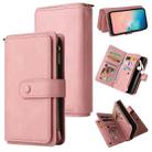 For Samsung Galaxy S10e Skin Feel PU + TPU Horizontal Flip Leather Case with Holder & 15 Cards Slot & Wallet & Zipper Pocket & Lanyard(Pink) - 1