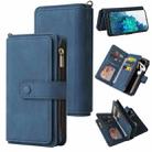 For Samsung Galaxy S20 FE Skin Feel PU + TPU Horizontal Flip Leather Case with Holder & 15 Cards Slot & Wallet & Zipper Pocket & Lanyard(Blue) - 1