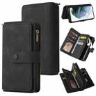 For Samsung Galaxy S21 5G Skin Feel PU + TPU Horizontal Flip Leather Case with Holder & 15 Cards Slot & Wallet & Zipper Pocket & Lanyard(Black) - 1