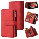 For Samsung Galaxy S21 Ultra 5G Skin Feel PU + TPU Horizontal Flip Leather Case with Holder & 15 Cards Slot & Wallet & Zipper Pocket & Lanyard(Red) - 1