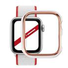 Dual-color Electroplating PC Protective Watch Case For Apple Watch Series 7 & 6 & SE & 5 & 4 44mm(Rose Gold Edge + White Background) - 1